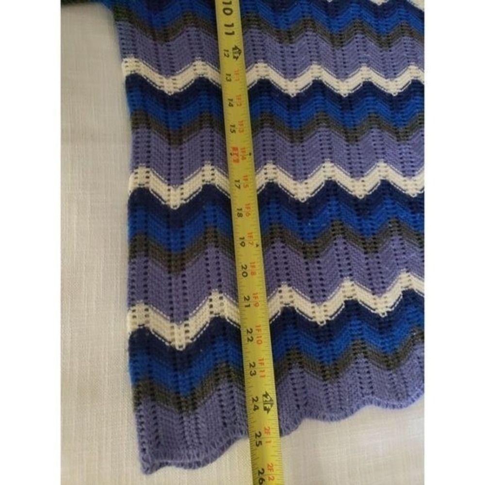 Vtg Westbound Crochet Sweater Size 1X Blue zigzag hippie - Picture 5 of 6